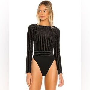 Superdown Black Long Sleeve Bodysuit